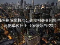 蜂鸟影院像校准：先校相关变因果吗，再把单位补上（像做旁白校对）