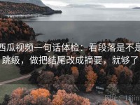 西瓜视频一句话体检：看段落是不是跳级，做把结尾改成摘要，就够了
