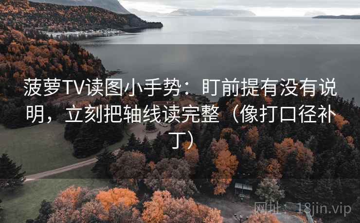 菠萝TV读图小手势:盯前提有没有说明,立刻把轴线读完整(像打口径补丁) 菠萝TV读图小手势:盯前提有没有说明,立刻把轴线读完整(像打口径补丁)